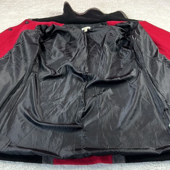 Carson felted wool abstract art red and black snap front coat, med - Picture 10 of 13